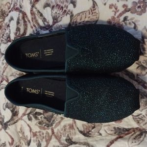 Like New! Toms womens Alpargata size 8.5  Teal Glitter